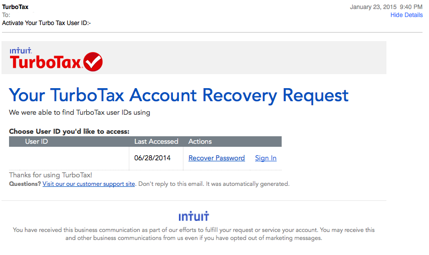 Turbo Tax Phishing