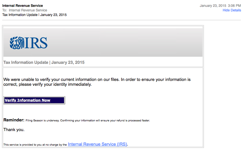 IRS Phishing Email
