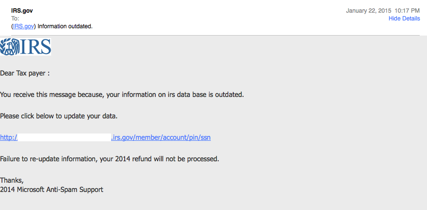 IRS Phishing Email