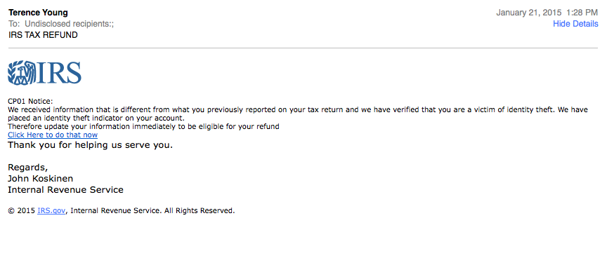IRS Phishing Email