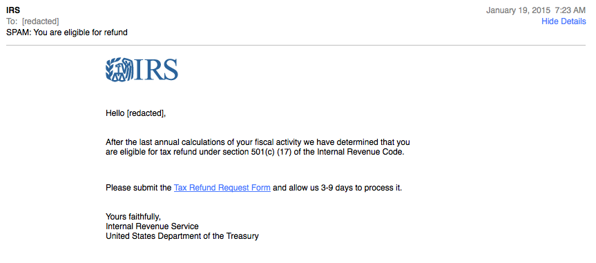 IRS Phishing Email