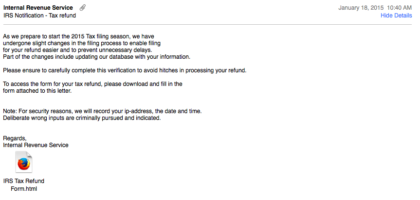 IRS Phishing Email