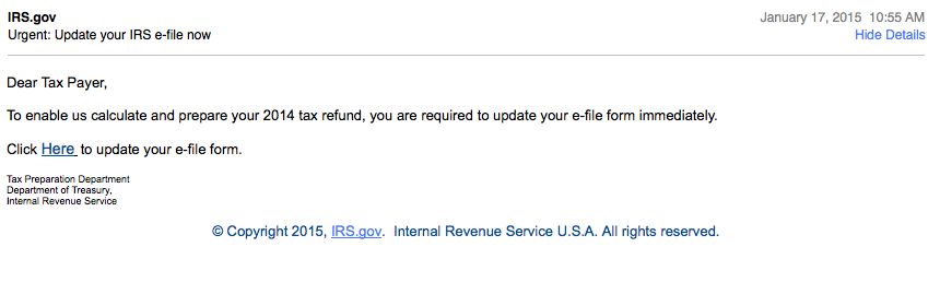 IRS Phishing Email