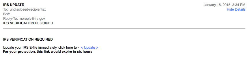 IRS Phishing Email