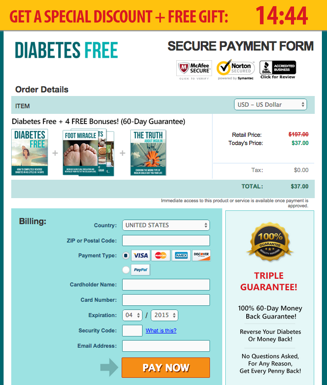 Diabetes purchase page